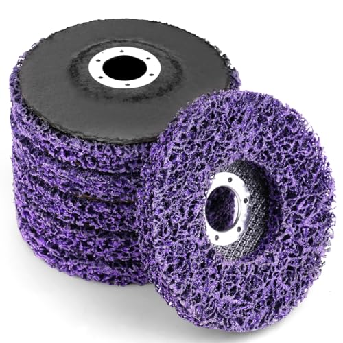 Adiwo 6 unidades discos de limpeza grossos, 115 mm discos de limpeza para triturador angular, disco de lixamento CSD roxo, disco polido trituradora, para remoção oxidado pintura de escamação limpeza