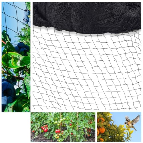 alouweekuky 7,5 m x 15 m, malha anti-pássaros, rede anti-pombos preta, rede de proteção para pássaros, proteção de plantas, árvores, frutas, legumes, lagoa, controlo de aves (malha de 5 x 5 cm)