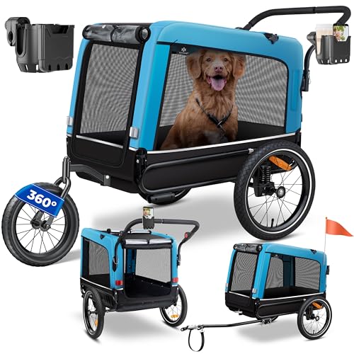 KESSER® Reboque para cães 3 em 1 Buggy & Jogger reboque para bicicletas grande aprox. 240 litros de volume, montado sobre molas, material: Lona Oxford 600D, carga máxima: 40 kg