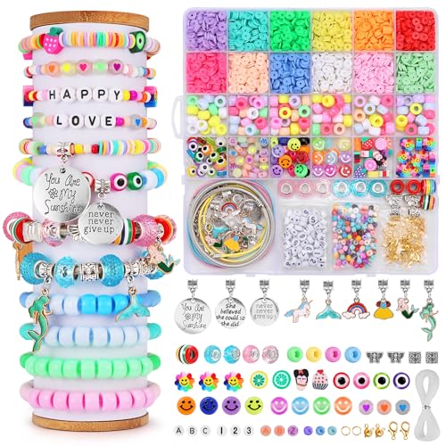 Petiyark Missangas para fazer pulseiras 12 cores, 5300 peças fazer pulseiras meninas, kit pulseiras para fazer menina, kit para fazer pulseiras DYY para fazer pulseiras, colares, porta-chaves