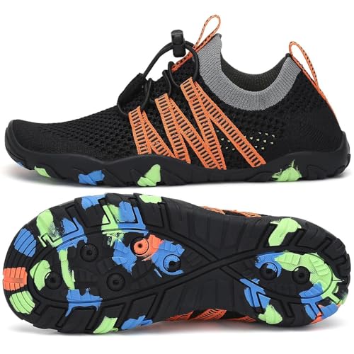 SAGUARO Sapatilhas de água respirável para menino e menina sapatos de água antiderrapantes sapatilhas de praia scarpins piscina calçado para natação surf aquático, Gr 24-36 UE