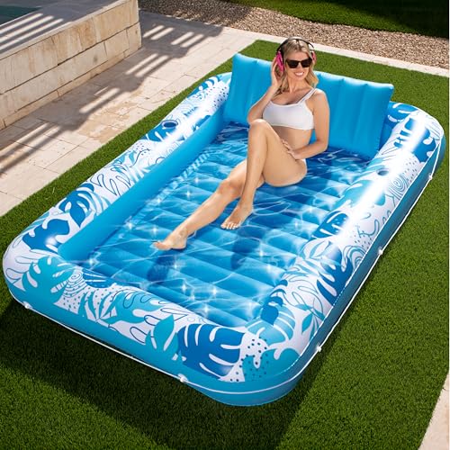 Sloosh Chaise Longue gonflável pour bronzage XL, 85" x 57"/2,1 * 1,4 m Baignoire de bronzage extra grande para adultos, Lit gonflável, flutuador de salão em Radeau