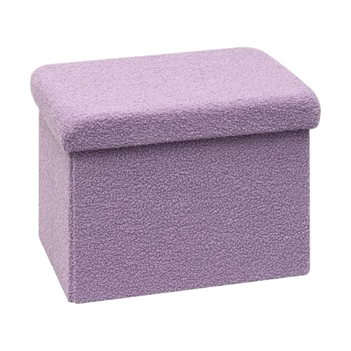 Bonlife Caixa de armazenamento dobrável, banco para os pés, pufe de cubo otomanas, para sala de estar, quarto, entrada, 42 x 32 x 32 cm, roxo