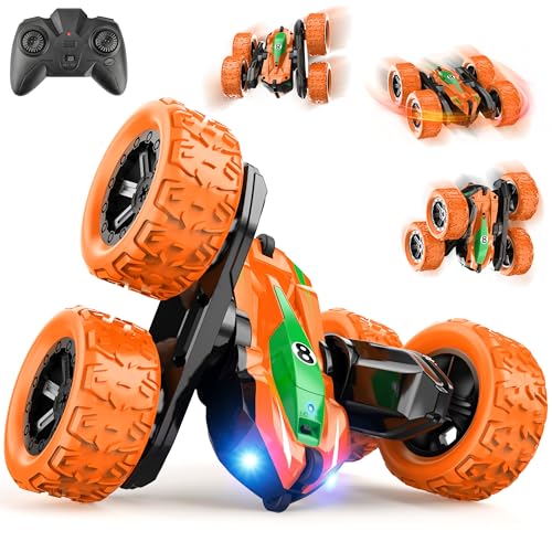Carro telescópico crianças 3 4 5 6 7 8 9 anos, crobático RC carro rádio controlo 4WD 2,4 GHz com luzes carro comando brinquedos monstro truck jogo ao ar livre presente para aniversário Natal