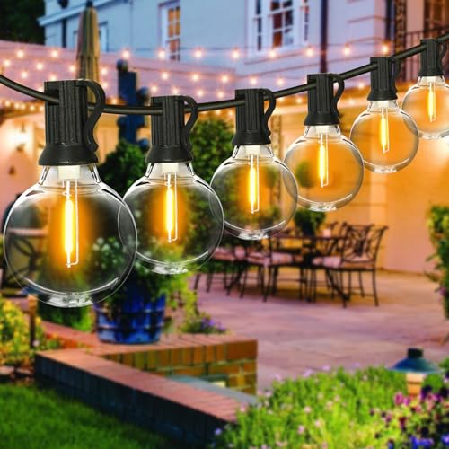 Segotendy Guirlandas luzes exteriores, 15 m 25 + 2 lâmpadas G40 grinaldas luminosas exterior LED IP65 impermeável, corrente de luzes exterior interior para jardim, pátio, festa casamento Natal