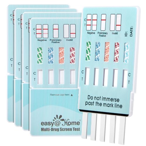 Easy@Home 5 x teste de multi de urina, deteta cocaína (COC), marijuana (THC), opiáceos 2000, anfetamina (AMP), benzodiazepinas (BZO), testes de multi para deteção de 5