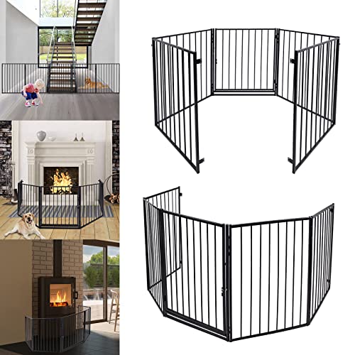 UISEBRT Grelha de proteção para lareira barreira de segurança metálica para crianças 305 cm, preto