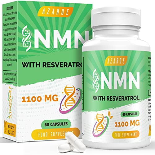 Máxima pureza Nad com Trans-Resveratrol 1100 mg e pimenta preta 50 mg para melhor absorção e aumento dos níveis de Nad (60 unidades (embalagem de 1))