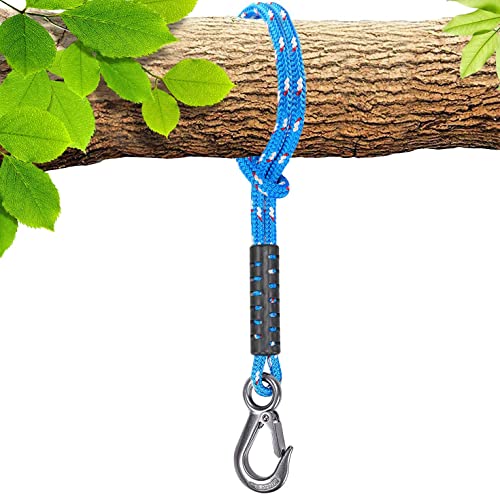 BeneLabel Corda balanço, 0,5 m rede baloiço corda de poliéster com gancho (400 lbs) para cadeira de árvore para exterior conjunto de parque infantil acessórios, até 2500 lbs, 10 mm diâmetro, azul