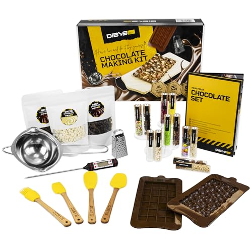 DIBYS Kit para fazer chocolate para crianças e adultos | DIY Set com 12 Toppings naturais | ideia de presente criativo para aniversário e Natal | fábrica de chocolate | jogo de artesanato