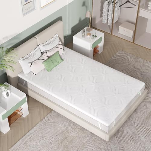 Novilla Topper viscoelástico 80 x 200 7,5 cm, top colchão de gel, sobrecolchão Memory Foam Mattress Topper, colchão removível e lavável, branco