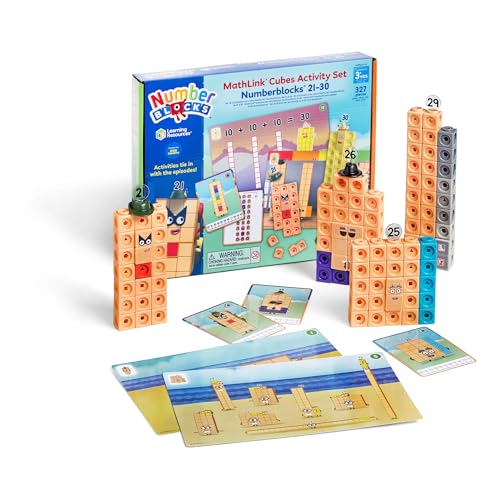 Learning Resources MathLink Cubes Numberblocks 21 a 30 Conjunto de atividades, brinquedos para meninos e meninas de 3 anos, 20 atividades relacionadas com a série de TV, brinquedos sensoriais para o