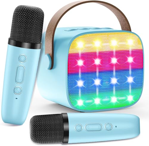Máquina de karaoke para crianças com 2 microfones, brinquedos para meninas de 3 a 12 anos, mini brinquedos de microfone de karaoke para crianças, presentes para 5 6 7 8 9 10 11 anos adolescentes