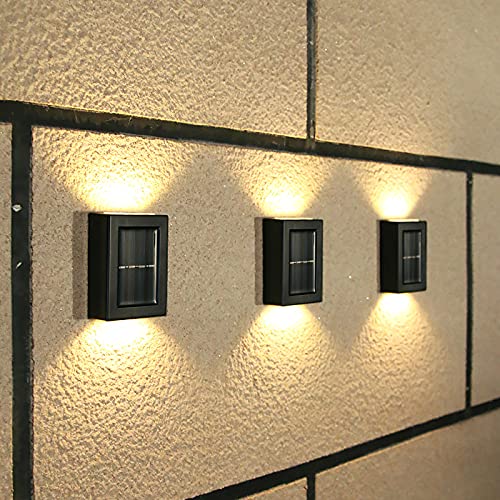 YUNYODA 4 peças luzes solares de parede para exteriores, sem fios IP65 impermeável para jardim cerca pátio varanda entrada garagem