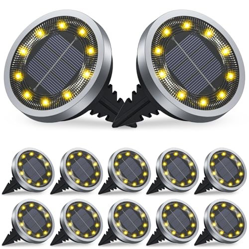 Luzes solares de jardim exterior 14 peças, IP65 luz solar exterior jardim para caminhos, relva, pátio e terraço