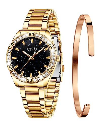 CIVO Relógios mulher Set relógio senhoras malha impermeável luxo minimalista elegante banda aço inoxidável relógios de pulso moda vestir negócio casual relógio de quartzo