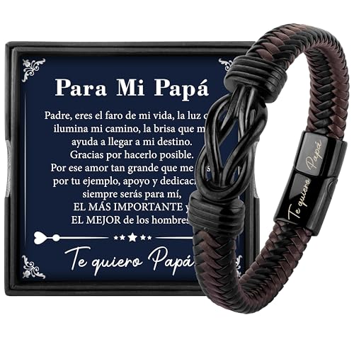 Rebundex Presentes originais para homem pulseira couro colar Set homem prata presente para homem presentes pais / avô Natal homem presentes dia dos namorados presentes dia do pai