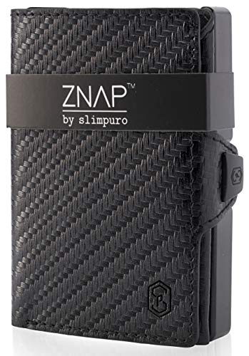 ZNAP Porta-cartões RFID metálico minimalista para 12 cartões com porta-moedas de alumínio, mini carteira, para homem