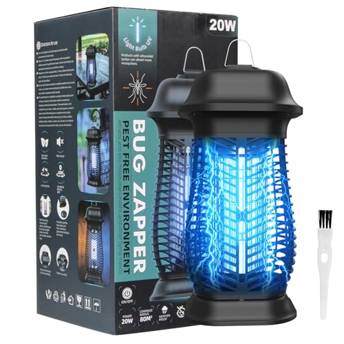 Oziral Candeeiro elétrico anti-mosquitos com armadilha para insetos, 20 W, 4000 V, cabo de alimentação de 1,5 m e gancho, adequado para uso interno