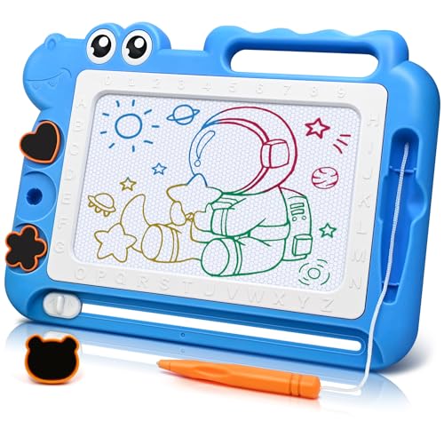 Dinossauro Quadro magnético para crianças brinquedos 2 3 anos, quadro mágico colorido jogos educativos presentes para meninas e meninos 2-5 anos, viagem brinquedos com 4 áreas de cor 3 selos, 1 caneta