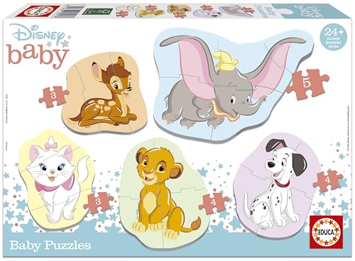 Educa - Baby Puzzles animais Disney. 5 puzzles infantis progressivos de 3 a 5 peças. 24 Meses (18591)