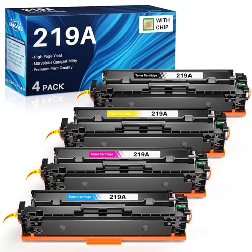 Toner 219A com chip compatível com HP 219A W2190A Toner HP 219X W2190X para HP Color Laserjet Pro MFP 3302FDW Toner MFP 3302FDWG 3302SDW 3302FDN para Laserjet Pro 32020202. DW 320L 2DN, 4 Pacote