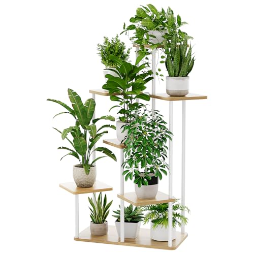 Bamworld Suporte de metal para plantas de 7 níveis, cor branca