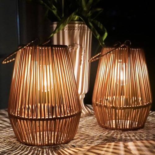 Lanternas solares exteriores, KagoLing 2 candeeiros solares exteriores de tecidos à mão luz solar exterior jardim IP65 impermeável adequado para decorações de Natal presentes de pátio e varanda