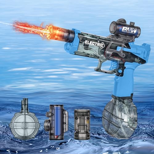 YOOHBERRYS Pistola de água elétrica, pistolas de água eletrónica com capacidade de humidade de 500 ml, 10 m de alcance elétrico água gun, potente para festas (azul)