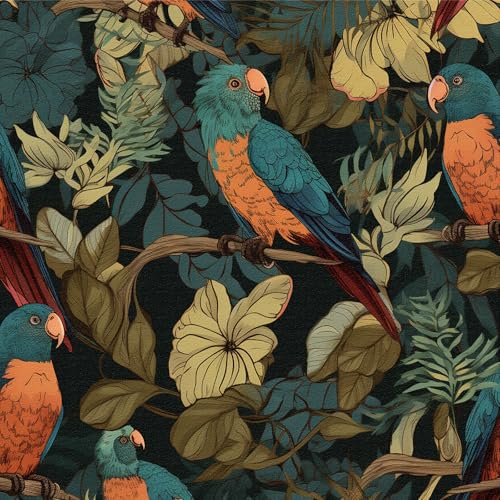 Papel de parede de pássaros e flores, 44 x 600 cm papel de parede verde e laranja papel de parede folhas papagaios papel de parede autocolante selva papel de parede bosque papel adesivo para móveis