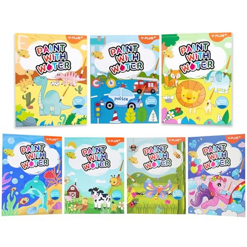 Livro para pintar com água, para crianças, papel de aguarela para crianças, arte, presente para desenhar, com pincel, 7 temas