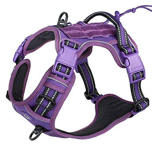 Arnês tático para cães médios e grandes, antipuxões, refletor