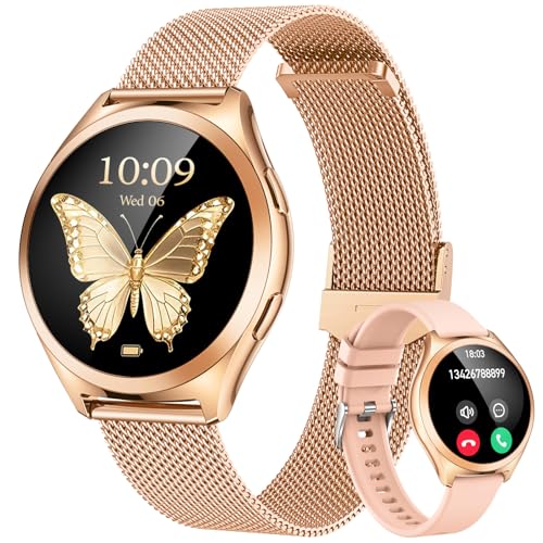 Relógio inteligente mulher Smartwatch com chamada: 1,27" TFT ecrã táctil Smart Watch Bluetooth com frequência cardíaca SpO2 sangue pressão arterial sono desportivo IP68 impermeável para iOS Android