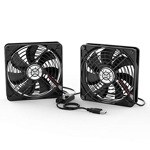 ELUTENG Ventoinha USB dupla, 12 cm, ventilador portátil, 5 V, 0,3 A, ventoinhas PC USB 2 em 1, com grelha de metal Fan ventilador de 120 mm para portátil/receptor/armário AV