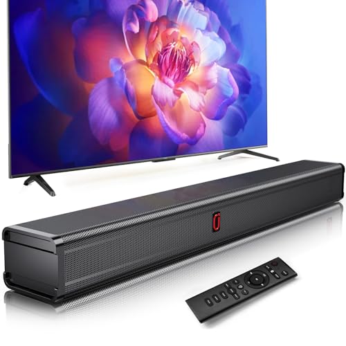 Tisco Barra de som 2.0 com subwoofer integrado, 120 W 32 pol, Dolby Atmos, som envolvente 3D, Bluetooth 5.4, HDMI/ótico/USB/AUX, com comando, montagem em parede, para TV, PC, jogos e projetor