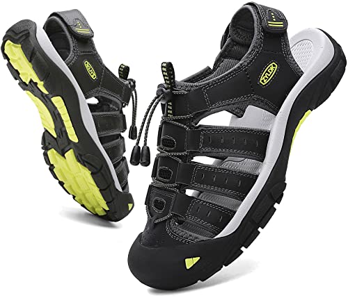 ZYLDK Sandálias de caminhada para homens verão exterior desportivos sapatos Trekking casual sapatos de montanha couro sandálias de praia antiderrapante verão EU38-46