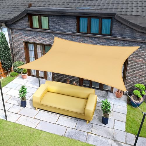 Sunnylaxx 3,5 x 4,5 m, vela de sombra impermeável, retangular, areia, toldo exterior, terraço, proteção contra raios UV, para exteriores, pérgolas e jardim, terraços