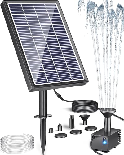 Fonte de água solar Biling para banho de pássaros, bomba de água solar de 3,5 W com tubo de 4 pés, 6 bicos, fontes solares para lagoas de peixes de jardim, banhos e tanques para beija-flores