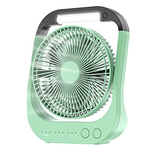 ATEngeus 8'' USB ventilador, 10000 mAh recarregável bateria ventilador, 4 velocidades ventilador portátil de mesa, rotação de 180°, Camping ventilador com luz LED e função de temporizador