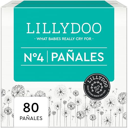 Fraldas LILLYDOO delicadas com a pele - tamanho 4 (9-14 kg), caixa de meio mês (80 unidades), proteção contra fugas, macias, sem perfumes ou loções e dermatologicamente testados