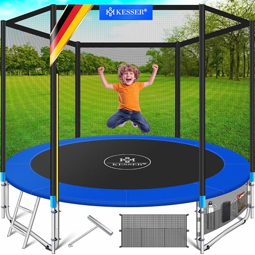 KESSER® Rede de segurança de substituição para trampolim, rede de proteção para trampolim, resistente a raios UV, Ø 244, 305, 366, 427 cm, porta de entrada com fecho de correr
