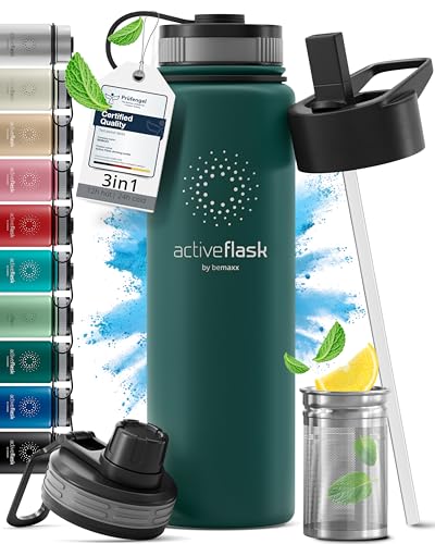 Garrafa de água térmica ATIVE FLASK palha (3 tamanhos) sem BPA, 1 l e 500 ml, frasco térmico de aço inoxidável isolamento a vácuo, pantimplora isolada bicicleta desporto quente frio café chá