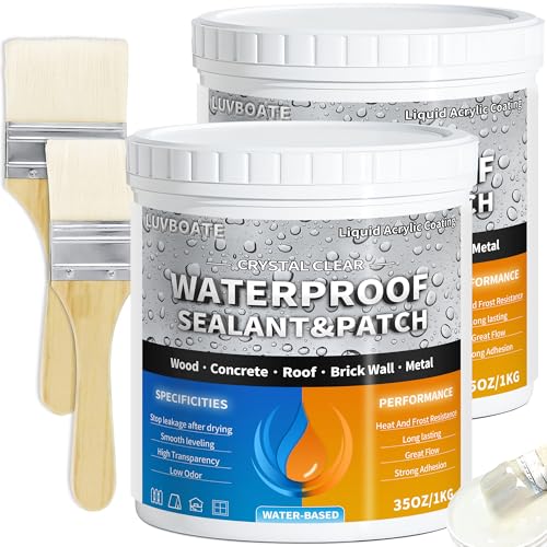 Impermeabilizante transparente, LUVBOATE selador invisível impermeável, agente de isolamento transparente, revestimento adesivo para rachas, revestimento impermeável para interiores e exteriores, 2 kg