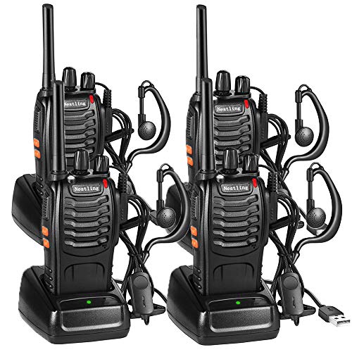 Walkie Talkie recarregável, 16 canais PMR446 Walky Talky, profissionais CTCSS DCS 3KM radiocomunicação, com auricular incorporado tocha de LED, 2 pares