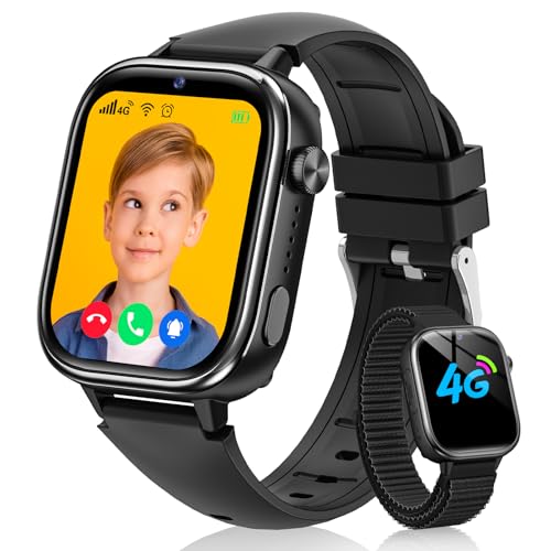 Sanorum 2025 Relógio inteligente para crianças, 4G Smartwatch crianças com GPS e telefone, videochamadas, função SOS, mensagens, modo escola, despertador câmara podómetro IP68 relógio inteligente