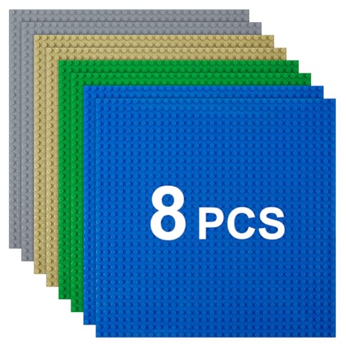HOTUT Bases clássicas para construir, 8 peças base clássica de 32 x 32 tacos compatível com todas as grandes marcas, base empilhável para construir, jogos de construção para crianças