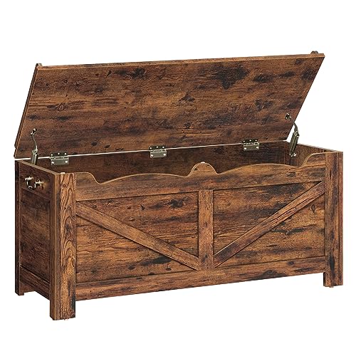 Hzuaneri Banco de armazenamento 100 cm, banco de sapateira de entrada, puff de armazenamento, fácil de montar, boa capacidade, para entrada de assento, para corredor, quarto, sala de estar, castanho