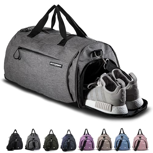 Fitgriff® Bolsa de desporto para ginásio, de fitness, homem e mulher, Gym - mala de viagem impermeável com sapato e compartimento húmido