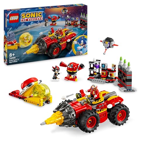 LEGO Sonic The Hedgehog Super Sonic vs. Egg Drillster Brinquedo com personagens de videojogo, jogo de aventura com figuras de sombra e Dr. Eggman, presente para meninos e meninas de 8 anos ou mais