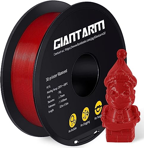 PETG Filament, Filamento de impressora 3D, GIANTARM PETG Filamento de 1,75 mm, Precisão dimensional +/- 0,03 mm, 1 kg, vermelho